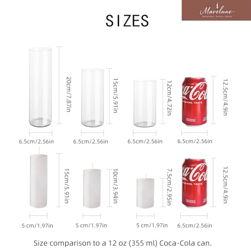 24-Pc Set: 12 White Pillar Candles & 12 Hurricane Glass Holders