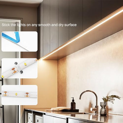 2 Pack 9.8Ft Battery Powered LED Strip Lights for Kitchen (Warm White) - color: Warm White