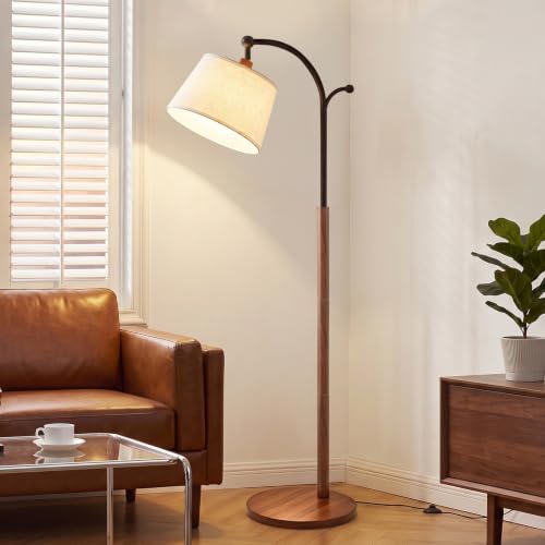 Floor Lamp, 9W 850lm Smart LED Arch Floor Lamp - Wood Grain Base - color: Wood Grain