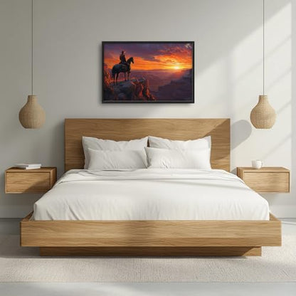 Trulave Framed Large Western Cowboy Wall Art for Living Room 36''x24'' - color: Western Cowboy, size: 36"L x 24"W