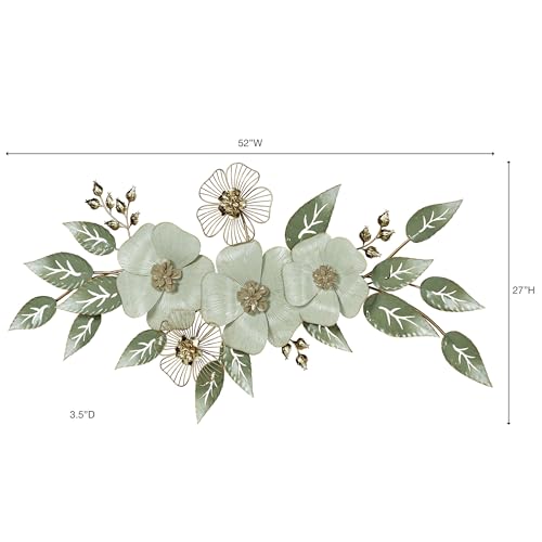 Touch of Class Ivory Floral Sophistication Metal Wall Sculpture | Botanical Hanging Decor for Bedroom, Living Room, Hallway, Foyer
