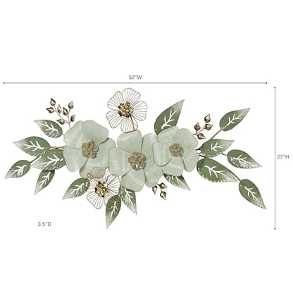 Touch of Class Ivory Floral Sophistication Metal Wall Sculpture | Botanical Hanging Decor for Bedroom, Living Room, Hallway, Foyer