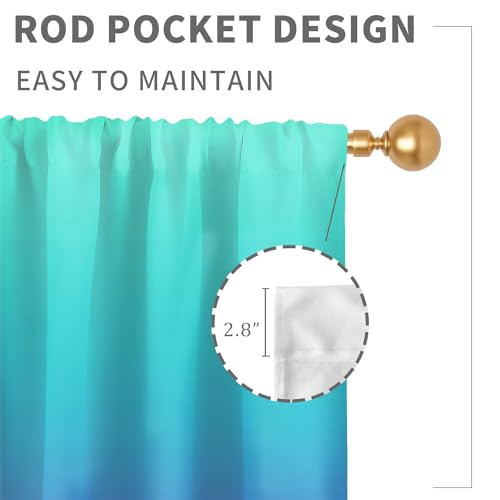 Teal Pink Curtains, Ombre, 2 Panels, 42" W x 63" L, Rod Pocket - color: Teal Pink, size: 42"W x 63"L (Pack of 2)