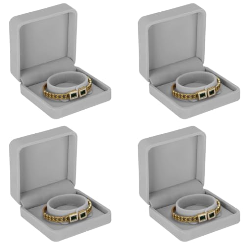 KUKUVR 4 Pcs Velvet Bracelet Gift Box, Jewelry Storage Holder Case for Bangle Anklet beaded bracelet Birthday Anniversary, Gift for Women (Grey) - color: Grey