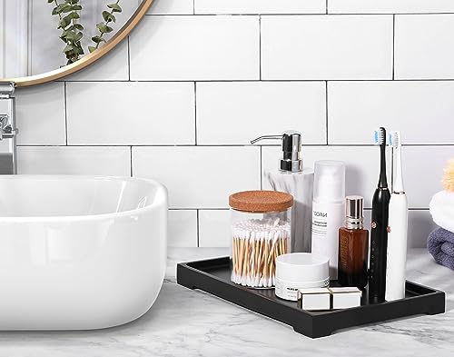 Luxspire Marble Tray for Soap Dispenser Perfume Jewelry, L, Matte Black - color: C - Black, style: Large