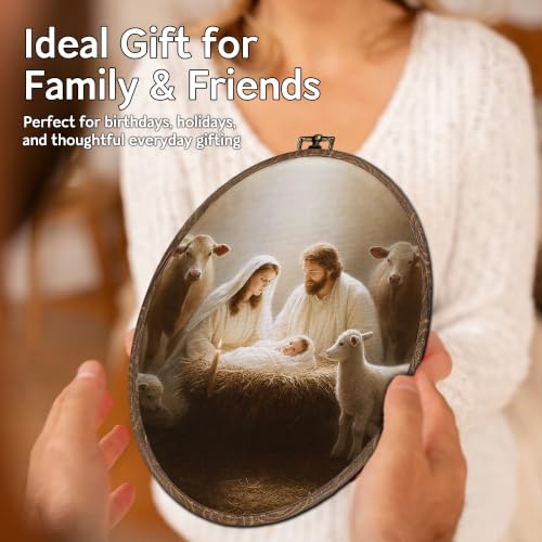 FLAWAFLOMA Jesus Birth Christmas Oval Canvas Wall Art Decor 8.6x11.4 Inch - color: Christmas-24