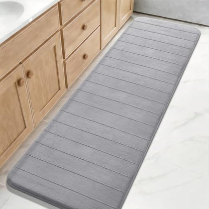 Yimobra 72"x24" Bathroom Runner Rug, Extra Long Memory Foam Bath Mat - color: Grey, size: 72" X 24"