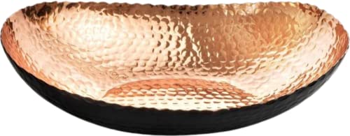 Monarch Abode Decorative Bowl for Home Decor – 12.75-Inch Black and Copper Plated Hand Hammered Key Bowls for Entryway Table, Fruit & Potpourri Bowl for Centerpiece, Modern Catch All Key Holder Bowl - color: Black / Copper, size: 12.75 x 8.75 x 3.5