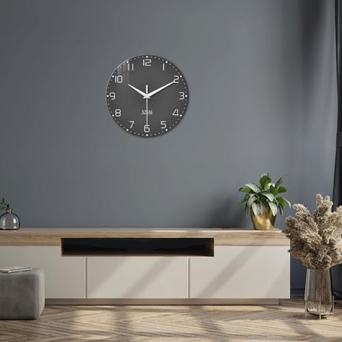 XNM Round Wall Clock Battery Operated 16 Inch - color: Gray, size: 16 Inch