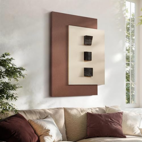 Large 3D Wood Textured Neutral Abstract Wall Art for Living Room, 28×35 in - color: 3D Texture Wood, size: 35"L x 28"W