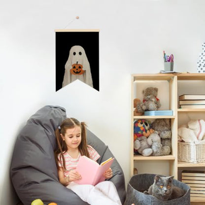 LARNDUMAMA Halloween Ghost Pumpkins Wall Art Canvas Banner Poster, 12x16 In - color: ghost2