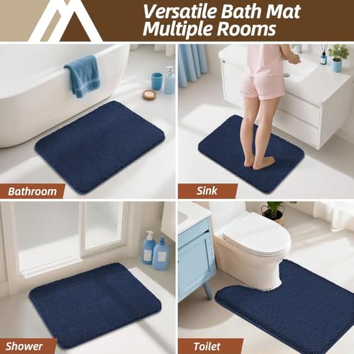COSY HOMEER Extra Thick Bath Rugs for Bathroom Non Slip Bath Mat 16x24 Navy - color: Navy, size: 1'4" X 2' (Rectangular)