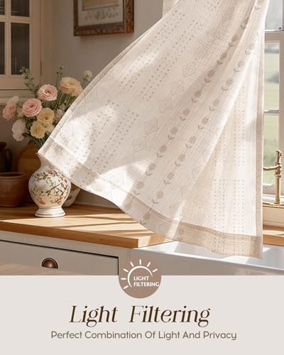 Miss Adola 18 Inch Length Kitchen Tier Curtains, Striped Farmhouse - color: Striped Farmhouse, size: 28"W x 18"L (Pack of 2)