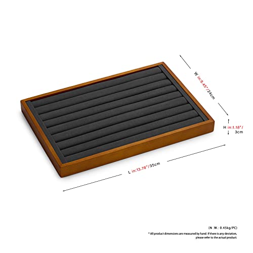 Oirlv Solid Wood Jewelry Tray Ring Earring Display Showcase Jewelry Organizer - color: Grey ring tray