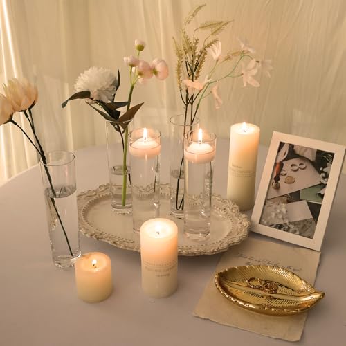 Fixwal 15 Pack Glass Cylinder Bud Flower Vases for Centerpieces