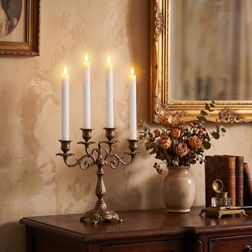 GenSwin Flameless Taper Candles LED Battery Operated Remote Timer White - color: 6-White
