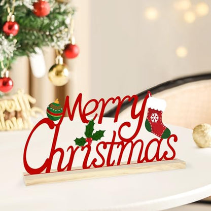 Metal Merry Christmas Sign, Merry Christmas Tabletop Decoration - color: XMAS