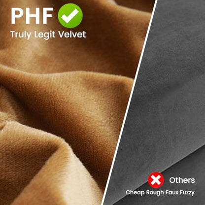 PHF Velvet Euro Shams 26" x 26", Brownish Camel, No Insert, 2 Pack - color: Brownish Camel, size: 26" x 26" (Pack of 2)