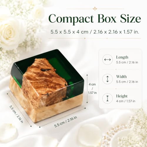 Wedding Ring Box,Sage Green Engagement Ring Box for Proposal with Single Slot Handcrafted, Made of Wood and Resin, Wedding Ceremony, Jewelry Organizer - color: Sage Green