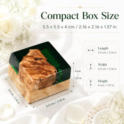Wedding Ring Box,Sage Green Engagement Ring Box for Proposal with Single Slot Handcrafted, Made of Wood and Resin, Wedding Ceremony, Jewelry Organizer - color: Sage Green