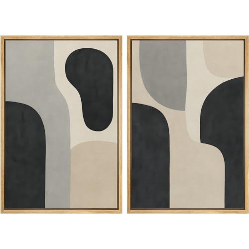 SIGNWIN Framed Canvas Print Wall Art Set Neutral Organic Shapes Abstract Illustrations Modern Art Minimal Boho Relax/Calm for Living Room, Bedroom, Office - 16"x24"x2 NATURAL - color: A16-2601-may02, size: 16"x24"x2 Panels Natural