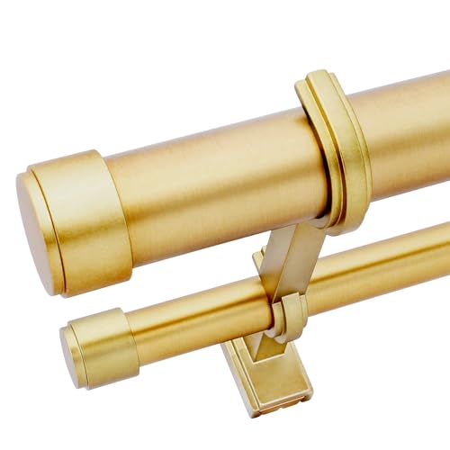 BlastHome® Luxury Fixed Length Double Curtain Rod, 4.5 ft, Brushed Gold - color: Brushed Gold, size: 4 1/2 foot, style: Double Rod