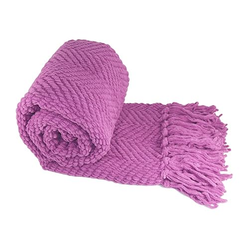 Home Soft Things Purple Throw Blanket Knitted Tweed Throw 50'' x 60'', Violet, Super Soft Cozy Warm Comfortable Breathable Throw for Living Room Chair Couch Bed Sofa Bedroom Home Décor - color: Violet, size: 50 in x 60 in