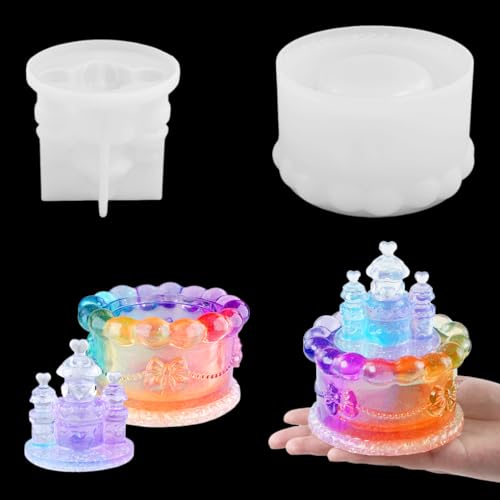 Castle Resin Jar Mold with Lid, 3D Trinket Box Silicone Storage Box Moulds Epoxy Casting Mold for DIY Jewelry,Candle Holder,Home Decor,Candy Container