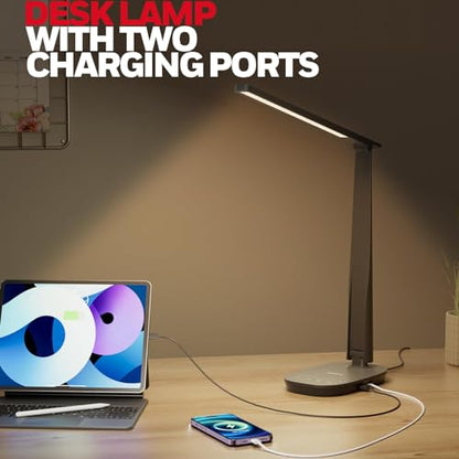 Honeywell HWT-H2 LED Desk Lamp, Eye-Caring Full Spectrum, USB Charging - color: Black