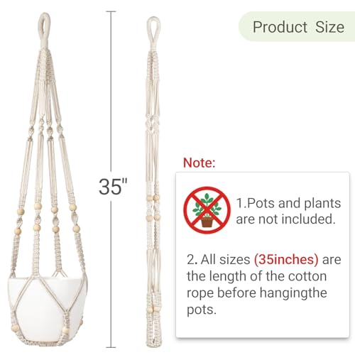 Dahey Set of 2 Macrame Plant Hanger Indoor 35" Hanging Plant Holder Basket