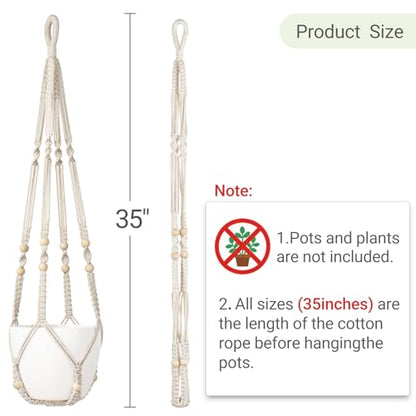 Dahey Set of 2 Macrame Plant Hanger Indoor 35" Hanging Plant Holder Basket