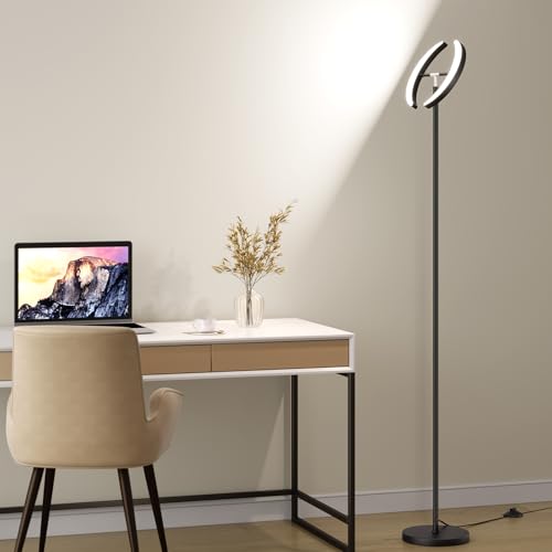 SUNMORY Floor Lamp for Living Room, 28W Bright LED Lamp with Remote Control - color: Black