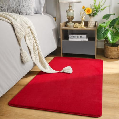 Amearea Modern Washable Runner Rugs, 2x4 Feet Red Bedroom Runner Rug - color: Red, size: 2' x 4' (Runner)