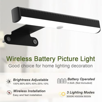EUIOKUN Wireless Picture Light with Remote,Battery Operated Wall Sconces - size: 4Pack Black