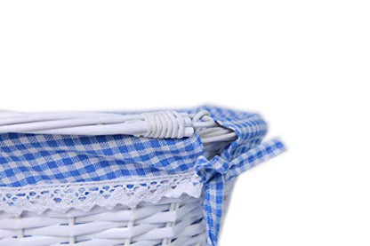 Oypeip Easter Basket Gift Basket Oval Willow Round Wicker Storage Basket With One Drop Down Handle Easter Baskets for Kids Fabric Cotton Linen For Office, Bedroom, Closet, Toys