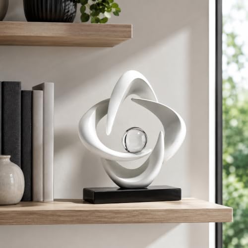 Abstract Art Sculptures Living Room Office Book Shelf Decor - color: White