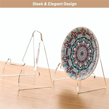 YUXUN 2 Pack Plate Stand for Display Acrylic Display Stand with Ledge - size: 5.9 Inch