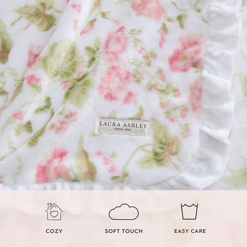 Laura Ashley - Soft Throw Blanket, Lightweight, for Bed & Couch, 50 x 70 - color: Morning Gloria Pink