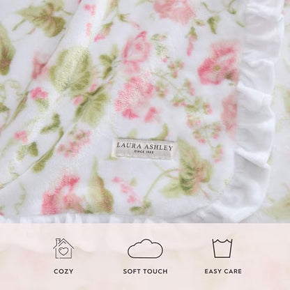 Laura Ashley - Soft Throw Blanket, Lightweight, for Bed & Couch, 50 x 70 - color: Morning Gloria Pink