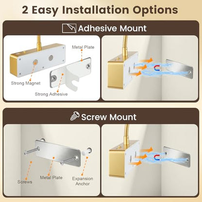 Picture Light for Wall, 15" Rechargeable Battery Operated LED Wall Sconce - color: Gold, size: 2 Count (Pack of 1)