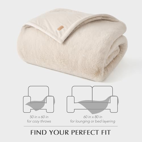 EverGrace Faux Chinchilla Fur Throw Blanket, 60"x80", Birch Mink - color: Birch Mink, size: 60"x80"