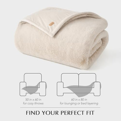 EverGrace Faux Chinchilla Fur Throw Blanket, 60"x80", Birch Mink - color: Birch Mink, size: 60"x80"