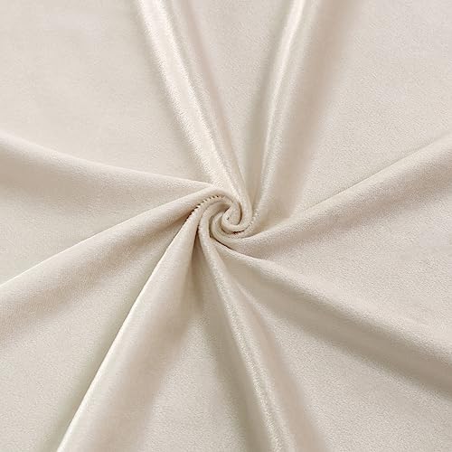 ELKCA Luxury Cream Velvet Curtain Valances for Living Room with Beads(110inch,1 Panel) - color: Cream, size: 110"W x 43"L (Pack of 1)