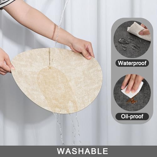 Myir JUN 14" Round Placemats Set of 4, Reversible Dual-Color Place Mats - color: Gray Cream-white