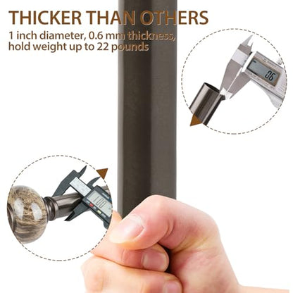 KAMANINA 2 Pack Curtain Rods 32 to 86 Inch, Bronze Drapery Rod, 1" Diameter - color: Bronze, size: 48-84"(2Pack)