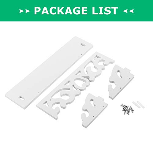Ejoyous Wall Mounted Floating Shelf, Wood Wall Carved Design Storage Shelve Rack Organizer, Space Saving Display Ledge, Hanging Shelf for Home School Office Bedroom Dormitory(14.57"*3.94"*1.57")-White