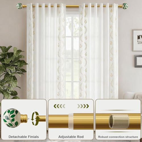 Ceramic Gold Curtain Rods 2 Pack for Windows 16 to 144 Inches - color: Ceramic Gold, size: 16"-144"|2 Pack