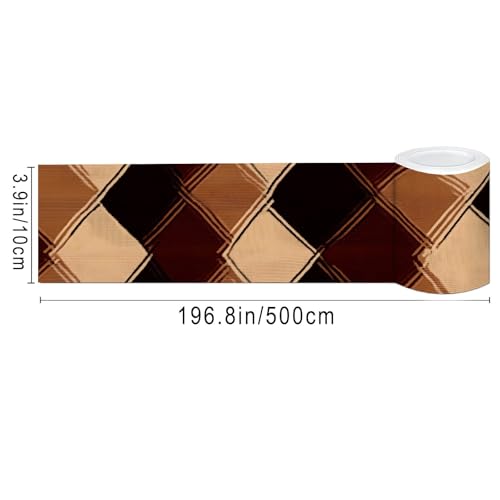 IVN Wallpaper Border Peel and Stick Wall Brown Diamond Check 4x196 Inch - color: Brown Diamond Check