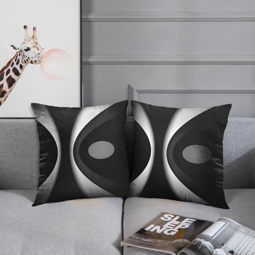 Emvency Throw Pillow Covers Set of 2, 18 x 18 Inch, Abstract Modern Striped - color: Black and Grey 1, size: 18" x 18" (Pack of 2)