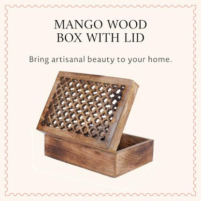 Mela Artisans Trellis Wood Storage Box - Medium Burnt, XL - color: Medium Burnt, size: Extra Large